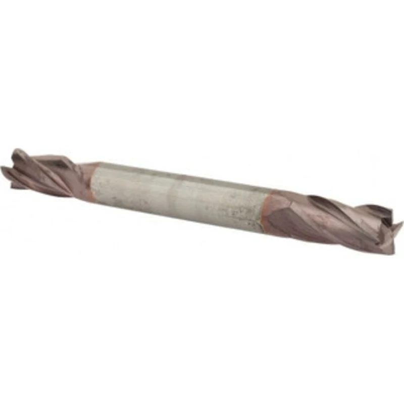 KYOCERA SGS 1/4, 1/2 LOC, 1/4 Shank Diam, 2-1/2 OAL, 4 Flute, Solid Carbide Square End Mill Double End, TiCN Finish, ...